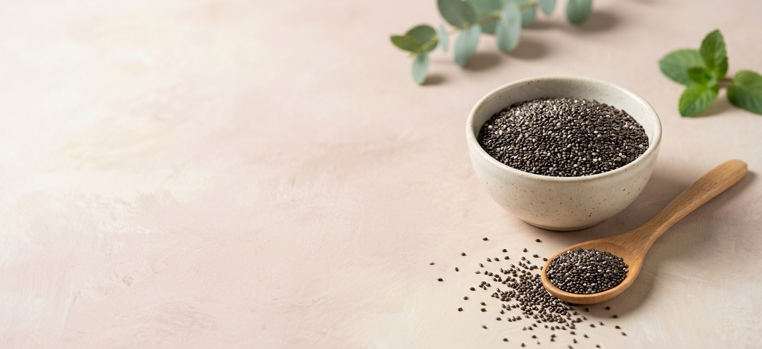 Bowl and spoon of chia seeds